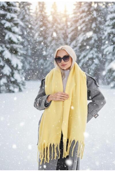 Makro Optik Premium Puffy Scarf Shawl Lemon Yellow
