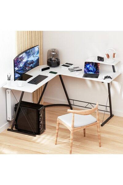 Bentifar مكتب على شكل حرف L للكمبيوتر وألعاب الفيديو والأعمال المكتبية والكتا...