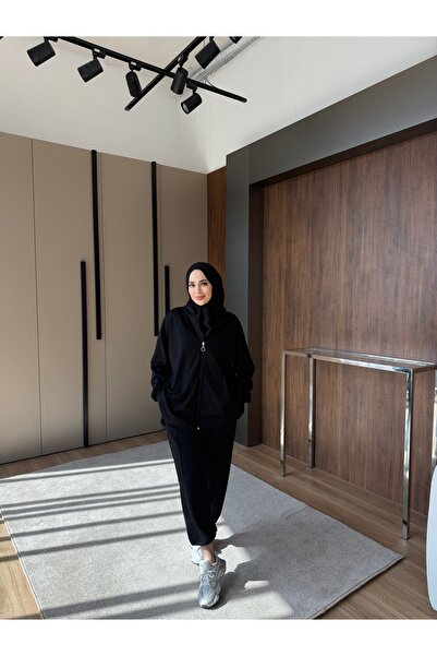 TUBA SÖZEN BUTİK %100 pamuklu kapüşonlu fermuarlı ikili takim