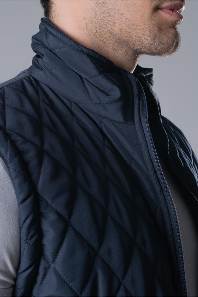 VİZYON İKRA Soğuk,Rüzgar ve Su Geçirmez Kapitone Lacivert Çok Amaçlı Kışlık İş Yelek Şardonlu Astar