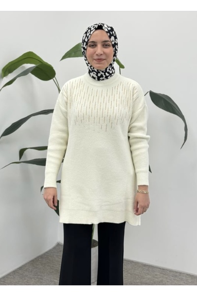 BURKAY Angora Dikine Pearl Tunic 7636 - Vanilla