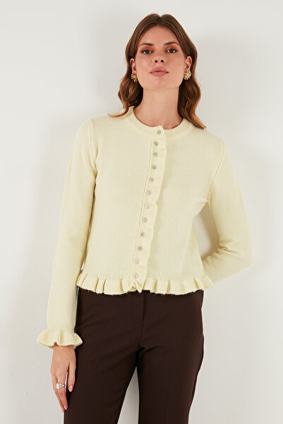 Lela Premium Pile Detaylı Regular Fit Yuvarlak Yaka Triko Hırka HIRKA 680HI00038