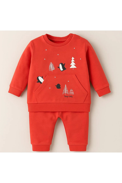 kidstalya Penguin Patterned Baby Boy Set - Tile