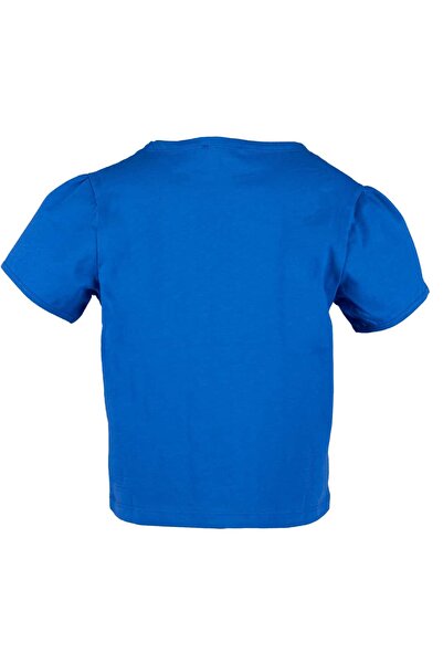 Ozmoz By Mukadder Özden Organic Watermelon Sleeved Blue Summer Girl's Tshirt