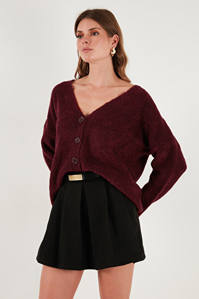 Lela Oversize Fit Düğmeli V Yaka Uzun Kollu Triko Hırka HIRKA 4616232