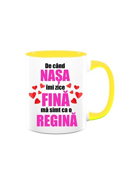 OEM Cană personalizată cu mesajul: „De când nașa mă numește fină, mă simt reg...