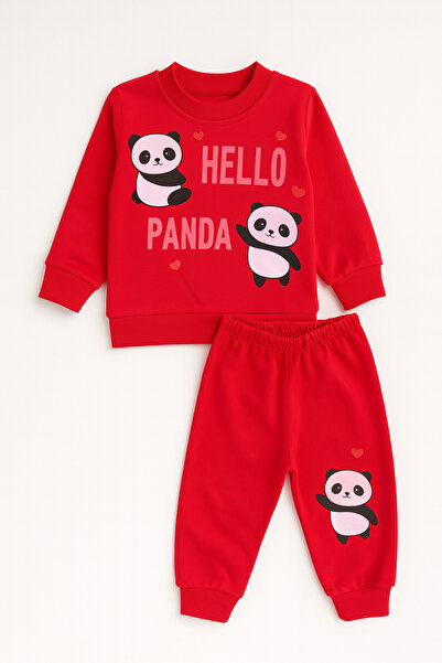 Oz Baby Hello Panda Baskılı Yeni Sezon Mevsimlik Kız Bebek Takımı (9-24 Ay)