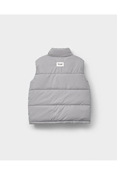ZRA Hei Unisex Gray Water Repellent Half Turtleneck Zippered Puffer Vest