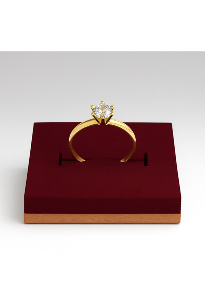 Bittox Zarif Taç Model Tektaş Yüzük-Pırlanta Görünümlü Tektaş Yüzük-Özel Günl...