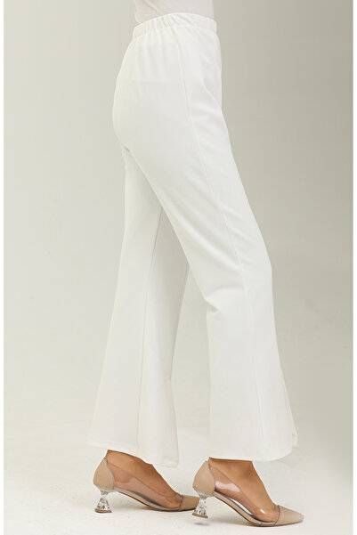sefamerve White slit-hem trousers with cuffed legs 3028-01