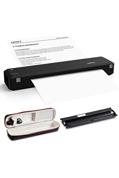 HPRT طابعة MT800 المحمولة اللاسلكية للسفر والتنقل، تدعم تقنية البلوتوث، وأندرويد، وأجهزة iPhone، وأجهزة الكمبيوتر المحمولة، مع حقيبة