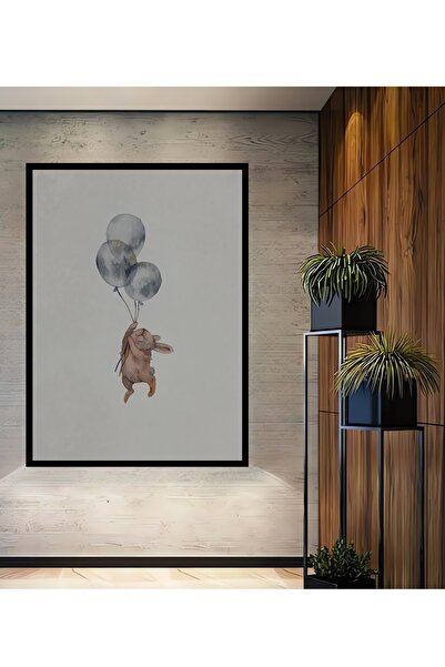 Teona Ahşap Tablou decorativ din lemn dreptunghiular cu aspect de cadru cu baloane de iepure