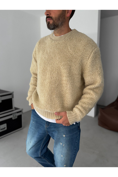 BYBASICMAN Bej Dokuma Triko Kazak YP-5023
