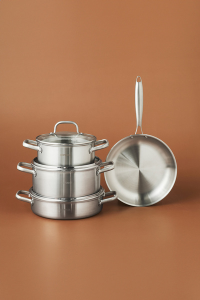 Karaca Power Steel 316+ 3Ply Akita İndüksiyon Tabanlı 7 Parça Çelik Tencere Seti