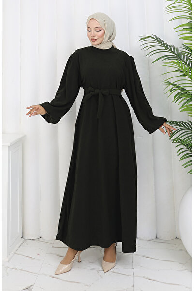 sefamerve Φόρεμα με λάστιχο στο μανίκι 2161-05 Χακί