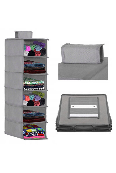 SERSIMO Organizator de dulap, 6 compartimente, textil, 120 cm, gri