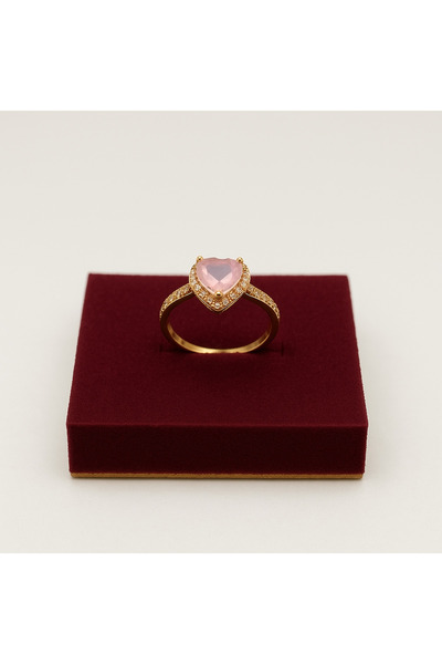 Bittox خاتم نسائي قابل للتعديل مزين بحجر كريستالي على شكل قلب، رمز الحب - مود...