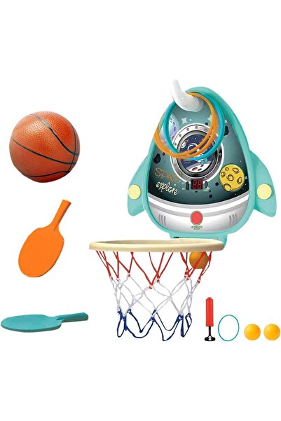 MARAH TOYS مجموعة كرة سلة محمولة 4 في 1 للأطفال مع ارتفاع قابل للتعديل