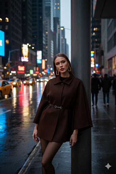 beeke Kless Elegant Women's Belted Winter Cashmere Poncho 2025