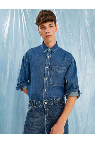 Koton Чоловіча куртка середнього розміру кольору індиго