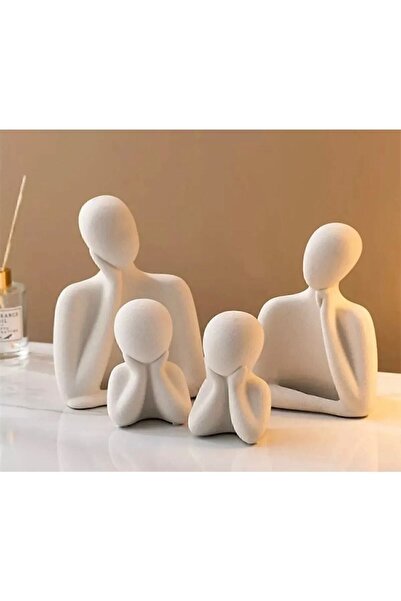 X Home Accessory Dekoratif Iki Çocuklu Aile Obje Biblo Heykel Beton Iki Çocuk...