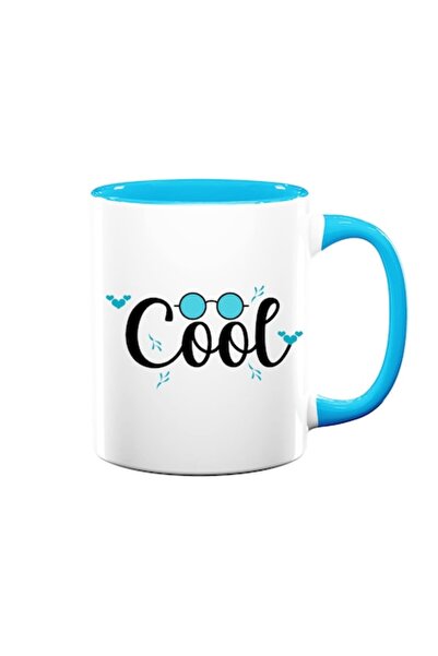 OEM Cană personalizată cu mesajul „Cool”, Betaprint, ceramică, 330 ml, albă cu interior albastru