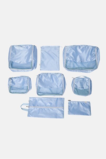 Luxe + Willow 8 Pieces Complete Travel Packing Set, Dusty Blue