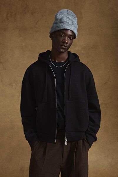 Bershka Fermuarlı gofre kumaş sweatshirt