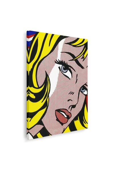 Tablou Canvas portret pop art femeie blonda in nuante roz galben rosu ,cod 1020