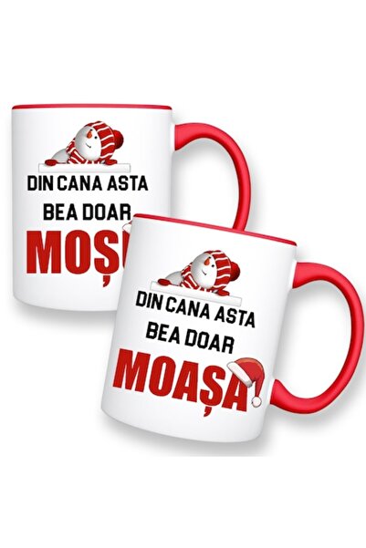 OEM Set 2 cani personalizate cu mesaj: 'Din cana asta bea doar Mosu/Moasa', m...