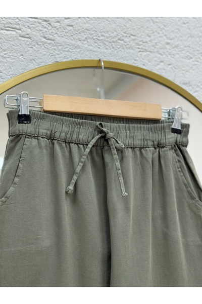 BENAHOLL Bemona Çift Cepli Paça Püsküllü Gabardin Pantolon-MA5284 Haki
