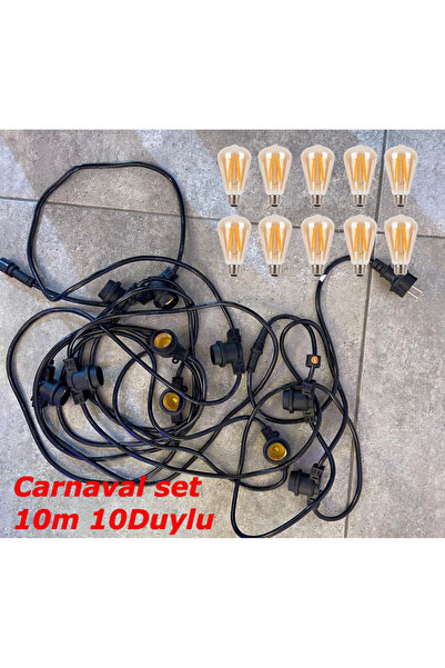 sekizgen led Kırılmaz Rustik Led Ampullü 10 Metre 10 Duy Organizasyon Parti B...