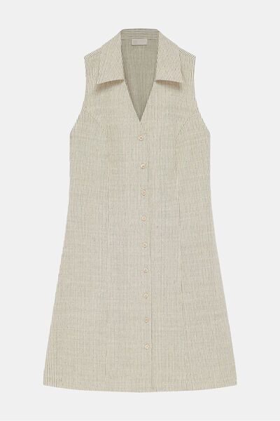 W Collection EKRU ÇİZGİLİ ELBİSE