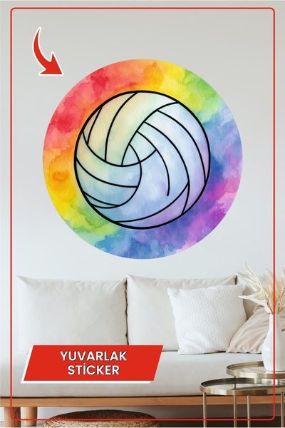 KOSS Dijital Autocolant rotund cu minge de volei colorată, pe bază de apă, cu...