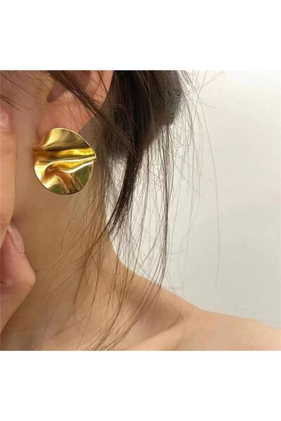 Pursehuit Cercei aurii, cu clipsuri, rotunzi, textură ridată, Lokke C3