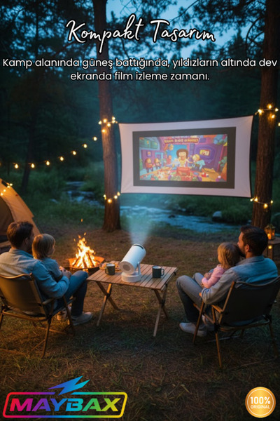 Maybax PRO MAX Taşınabilir Dahili Bataryalı Wifi Bluetooth Ekran Yansıtma Android Sinema Projektör Ultra HD