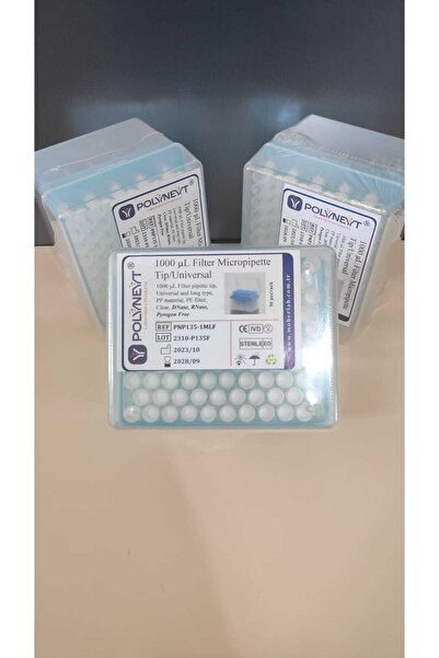 POLYNEYT Filtreli Mikropipet Ucu - 1000 μL - Şeffaf - (1 kutu 96 adet) - E.O....