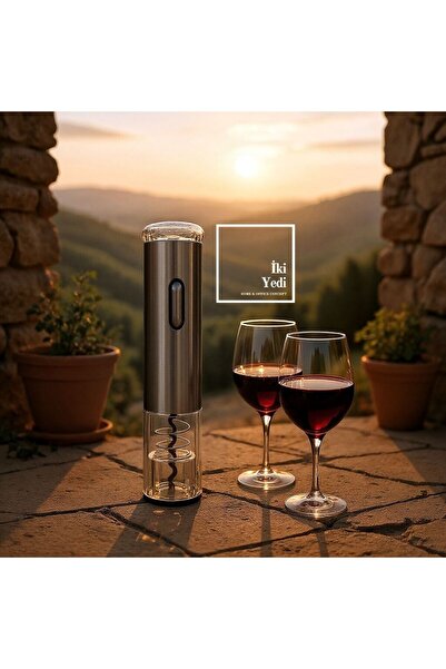 77 Limier Elektrikli Tirbuşonu, Pilli Metal Şarap Açacağı, Şarjlı Şişe Açma Şık Hediyelik Ev Ofis Gift