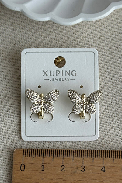 Modacaprea Xuping 14K Taşlı Kelebek Klipsli Kadın Küpe Kararmaz Kadın Takı Xuping Küpe