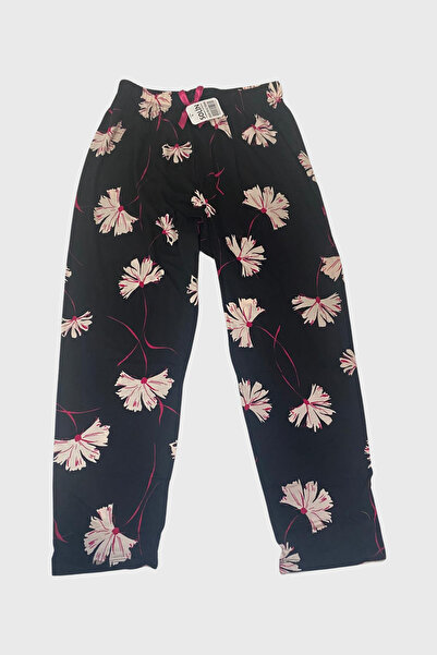 nasbina Women's Leaf Patterned Pocketless Viscose Pajama Bottoms