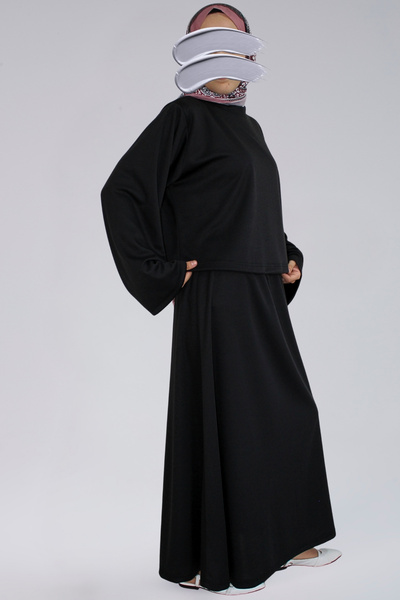 MAKSEN TEKSTİL Seasonal Ecrin Fabric Wide Sleeve Crop & Bell Skirt Women's Set