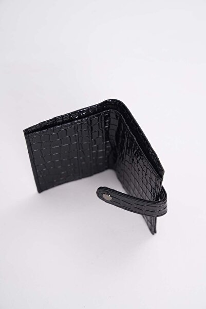 Çantacımstore Kadın Parlak Mini Cüzdan Siyah