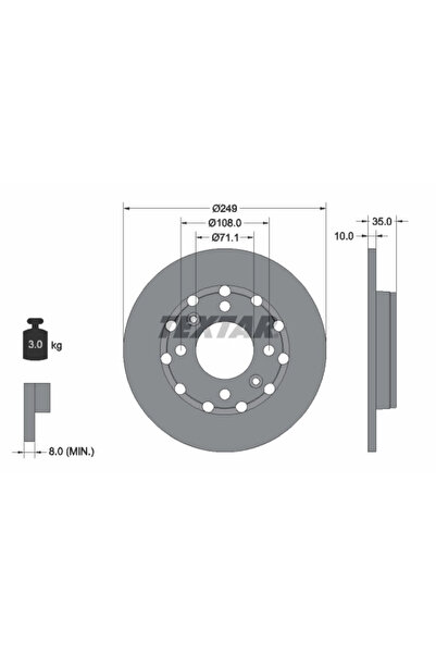 TEXTAR Disc Frana Citroen C4 10/C4 3 Ds Ds 3 / Ds 3 Crossback
