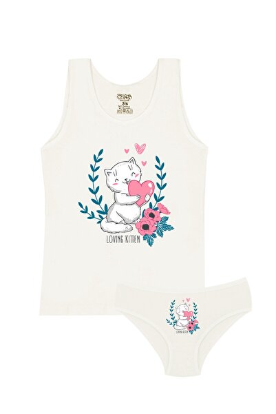 Öts Κοριτσίστικο εσώρουχο ελαστικό ύφασμα Ecru Cat (96% βαμβάκι - 4% ελαστάνη)