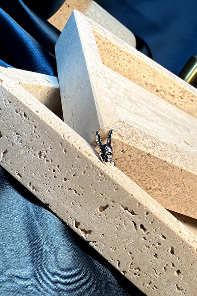 MOONİ ACCESSORİES Kurukafa Tavşan Tasarım Gümüş Renk Stainless Steel Çelik Pi...