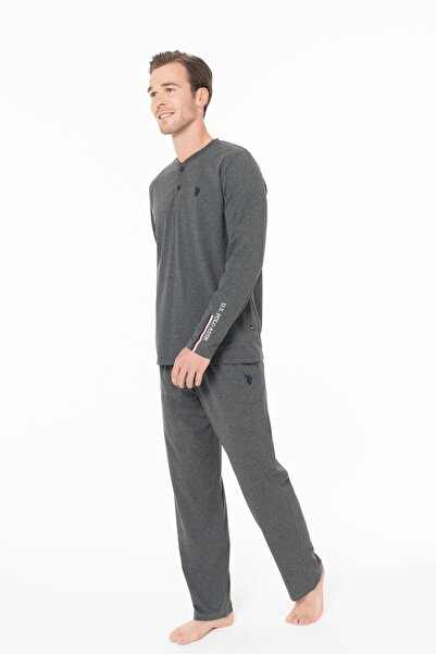 U.S. Polo Assn. Set de pijamale pentru bărbați din bumbac pieptănat, de culoa...