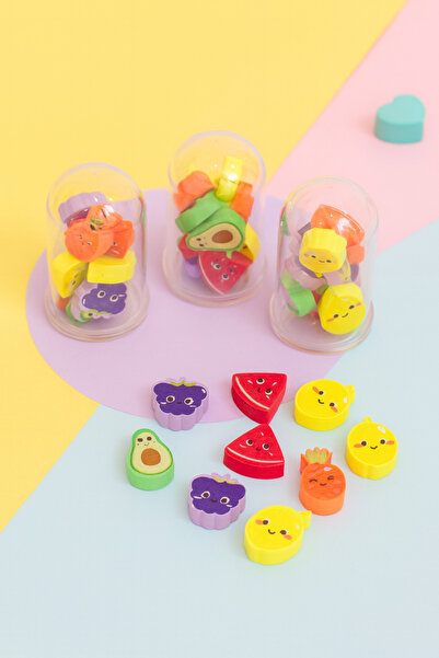 NaSaDAN Fanus İçinde 10’lu Meyve Şekilli Silgi Seti (TEKLİ) – Renkli ve Sevimli Öğrenci Silgileri