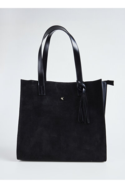 Fabrika Süet Siyah Kadın Tote Çanta HERA-GOBLIN