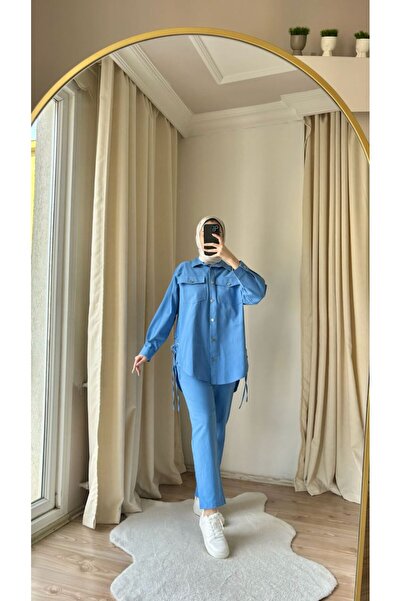 My City 8870 - Stylish Comfortable Herringbone Front Double Pocket Shirt Pants Set