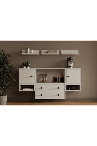 Nettrends Mimar Tasarım Kahve Ünitesi 2 Kapak 2 Çekmeceli Çok Bölmeli Premium...
